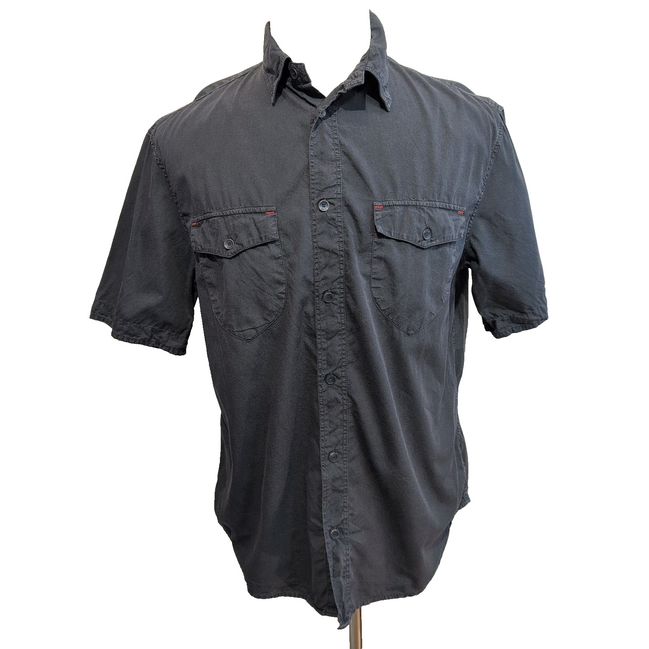 Chemise Armani Jeans bleu marine vintage à deux poches boutons métal taille M