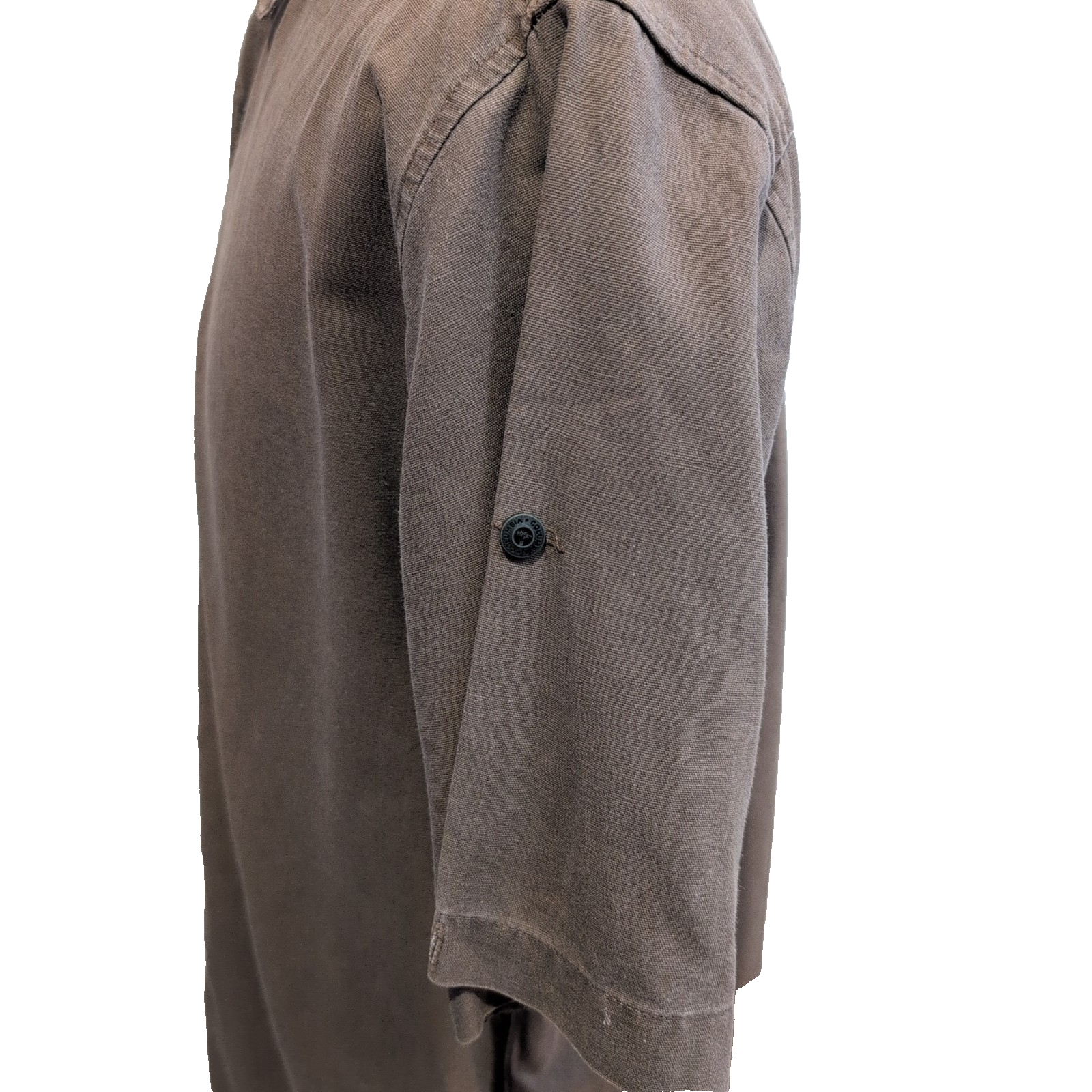 Chemise COLUMBIA Lin / Coton Homme L Marron Unie Manche Courte Poche