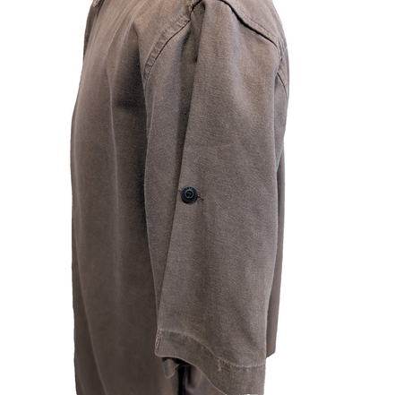 Chemise COLUMBIA Lin / Coton Homme L Marron Unie Manche Courte Poche