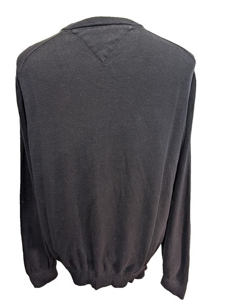 Pull Tommy Hilfiger Col V Noir Profond Manches Longues - Taille L