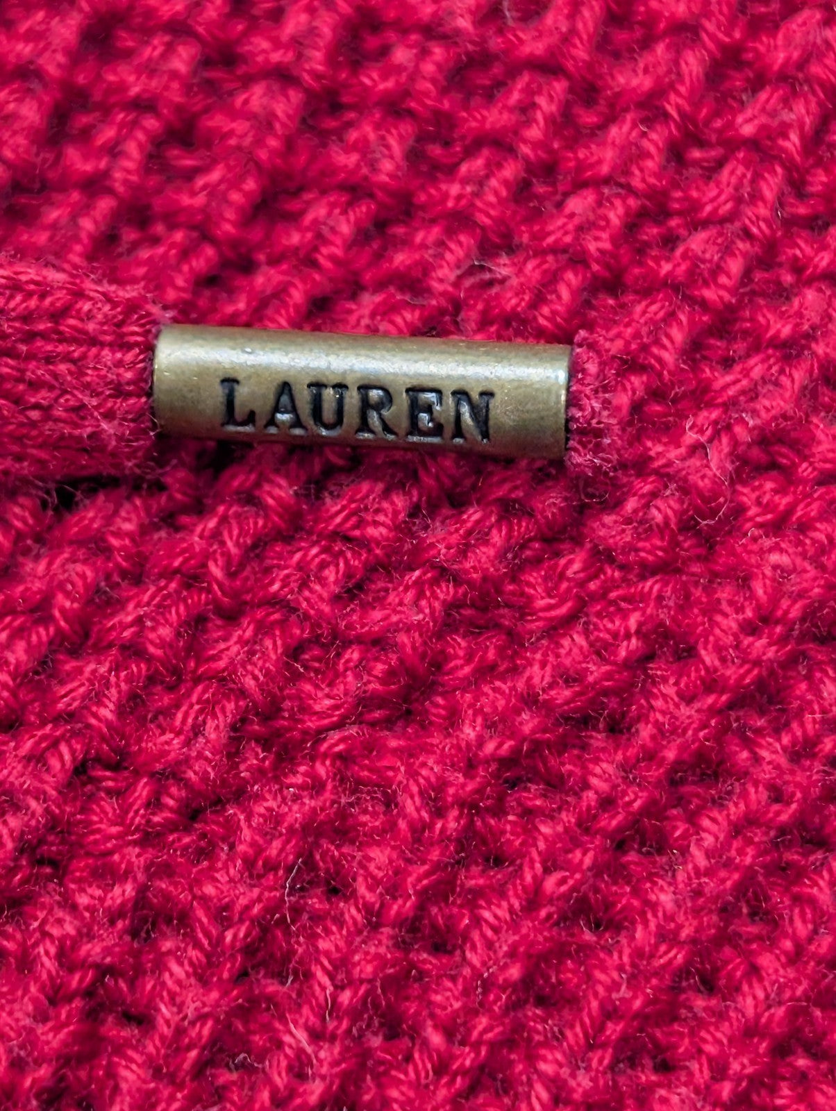 Pull Ralph Lauren (Lauren) Femme XL Rouge Foncé Capuche Plaque Logo 🏷️
