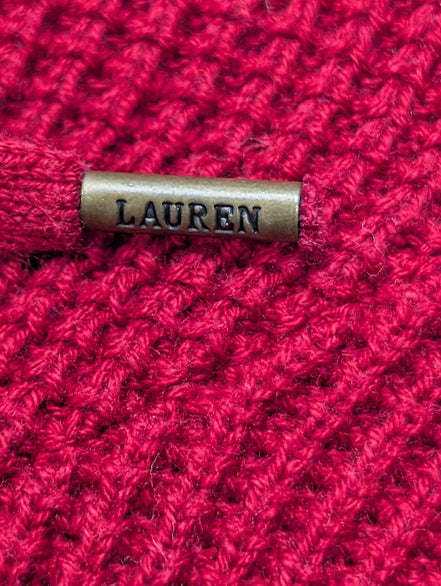Pull Ralph Lauren (Lauren) Femme XL Rouge Foncé Capuche Plaque Logo 🏷️