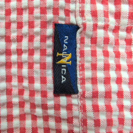 Chemise Nautica Junior XL 20 rouge gaufrée manches courtes rare