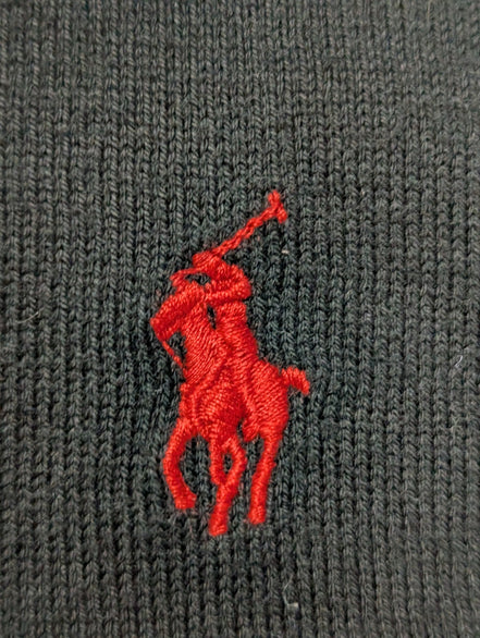 Pull Polo Ralph Lauren noir col V logo rouge Pima Cotton taille XXL