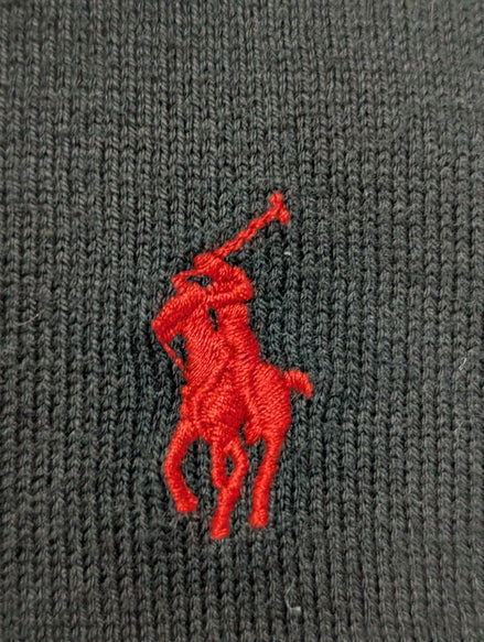 Pull Polo Ralph Lauren noir col V logo rouge Pima Cotton taille XXL