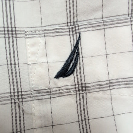 Chemise Nautica Carreaux Noir et Blanc Taille M 100% Coton Manches courtes Poche