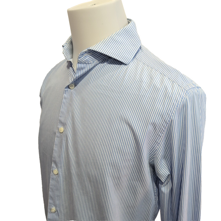 Chemise Massimo Dutti Easy Iron bleu rayures manches longues M L