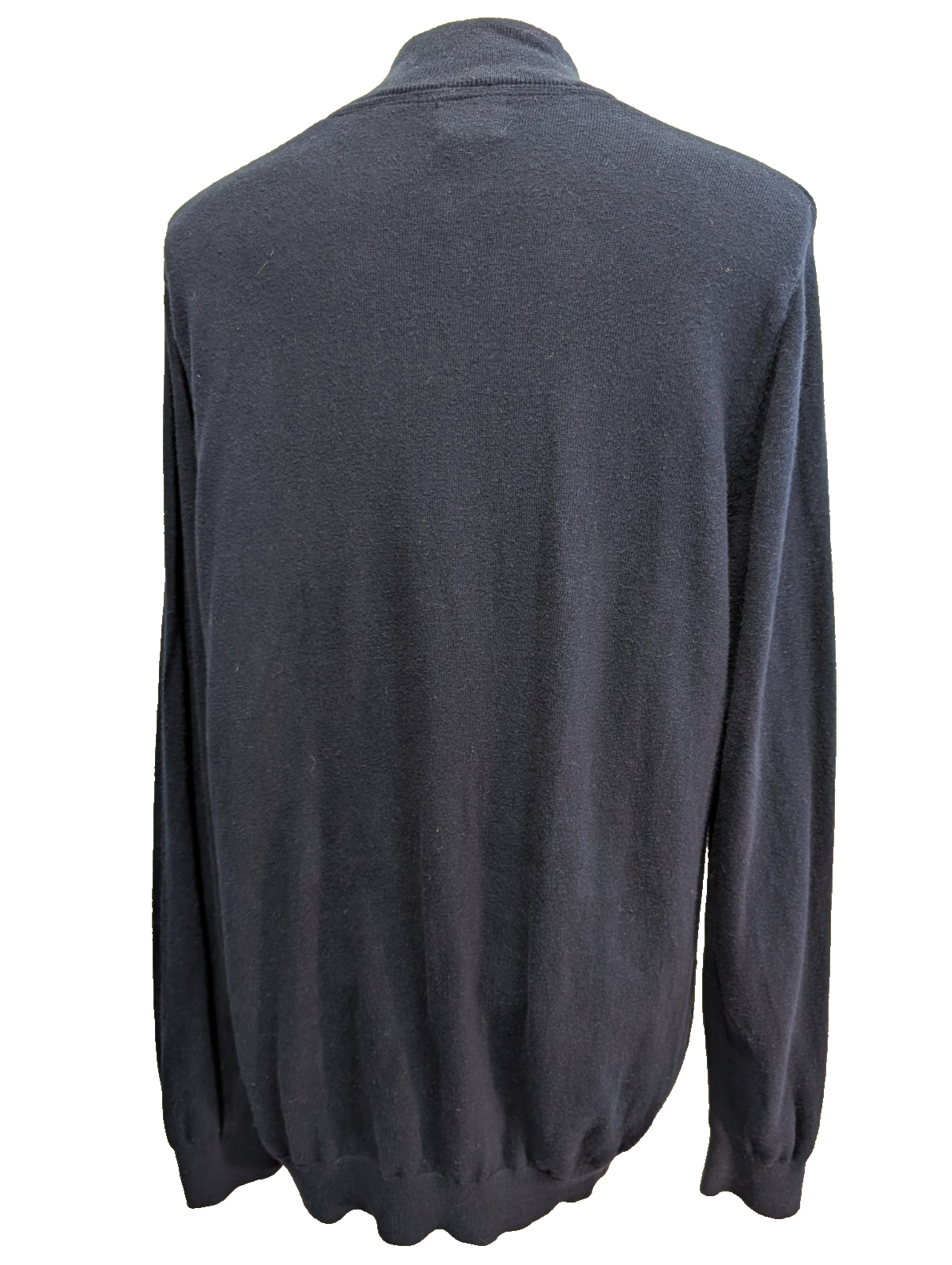 Pull L.L. BEAN Col Zippé Bleu Marine Coton Cachemire Manches Longues Taille XL
