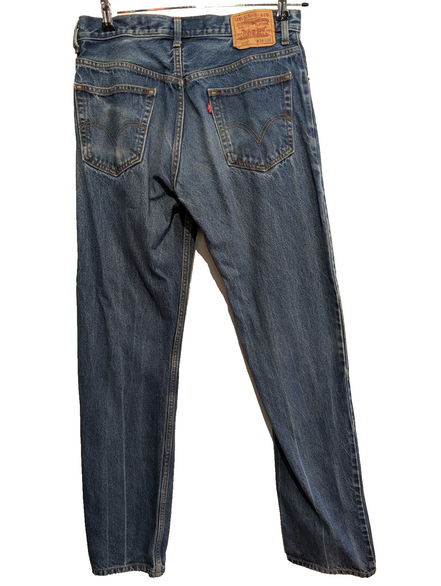 Jean Levi's 505 Regular Fit Vintage Homme W34 L36 Bleu Denim Droit Long