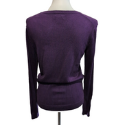Pull Tommy Hilfiger Femme S Violet Aubergine Coton Pima Col V