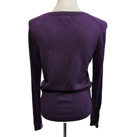 Pull Tommy Hilfiger Femme S Violet Aubergine Coton Pima Col V