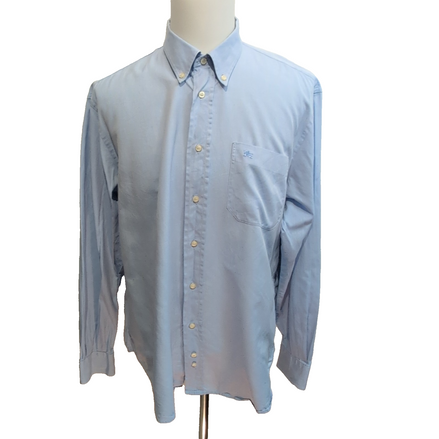 Chemise Burberry L/XL Bleu Clair Logo Brodé Boutons Gravés Coton Manches longues
