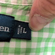 Chemise Ralph Lauren L Vert Carreaux Classic Fit Coton Logo Marron Poche