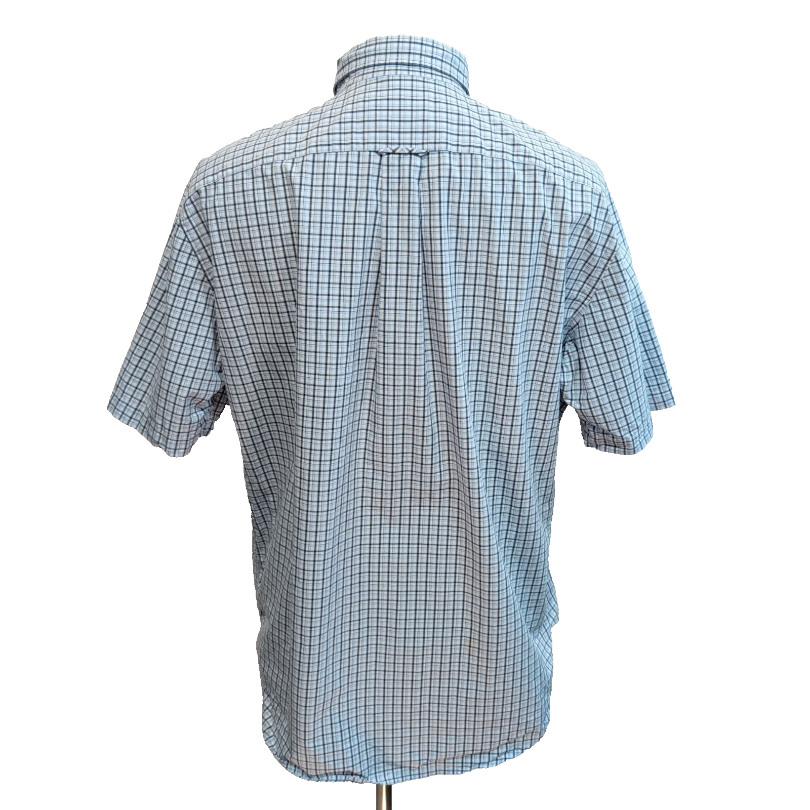 Chemise Nautica L Bleu Carreaux 100% Coton Logo Manches Courtes