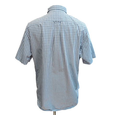 Chemise Nautica L Bleu Carreaux 100% Coton Logo Manches Courtes