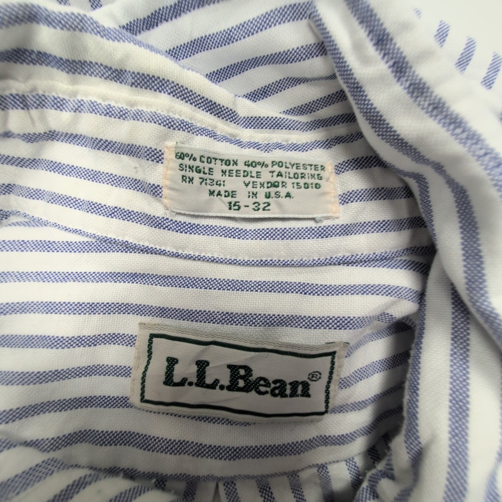 Chemise L.L. Bean blanche à rayures lila taille M #149e