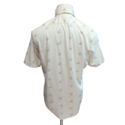 Chemise Golden Vee Endura Press M Vintage Col Pointe Beige Fleuri Manches courte