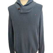 Pull Col Roulé Boutonné Tommy Hilfiger Bleu Ciel - Taille M