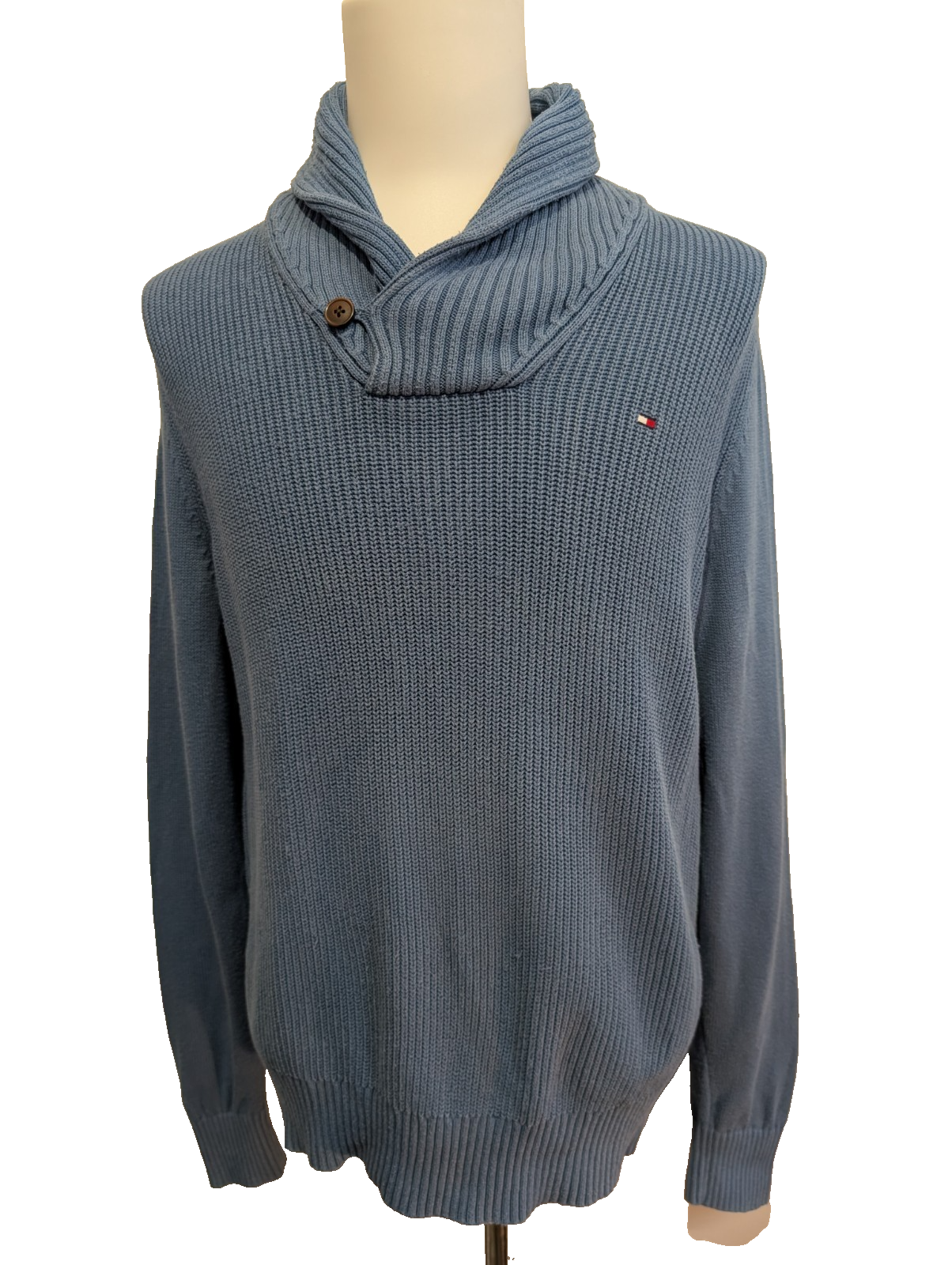Pull Col Roulé Boutonné Tommy Hilfiger Bleu Ciel - Taille M