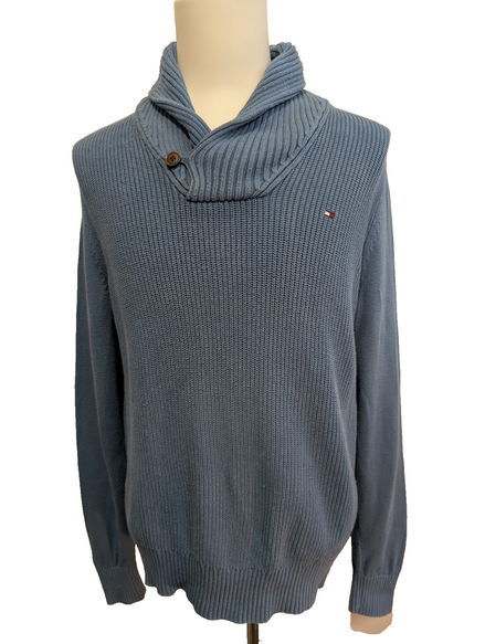 Pull Col Roulé Boutonné Tommy Hilfiger Bleu Ciel - Taille M