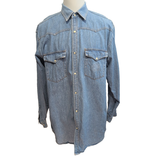 Chemise Harley Davidson XL Jean Made in Hong Kong Western Coton Logo Brodé