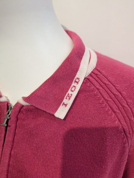Pull Izod Rose Col Montant Zippé Stretch Coton Taille L