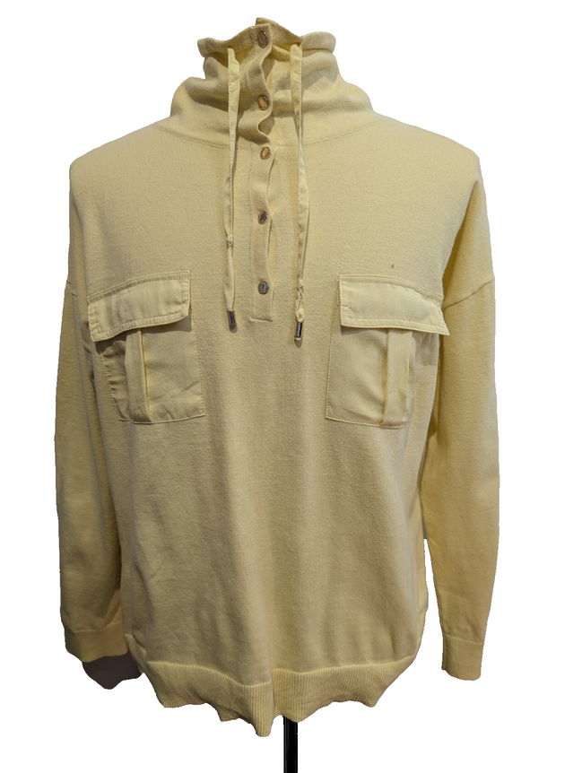 Pull Calvin Klein Jaune Col Roulé à Cordon & Poches - Taille L/XL