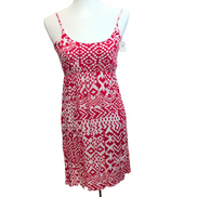 Robe d'Été Rouge Blanc Motif Géométrique Taille XS Viscose
