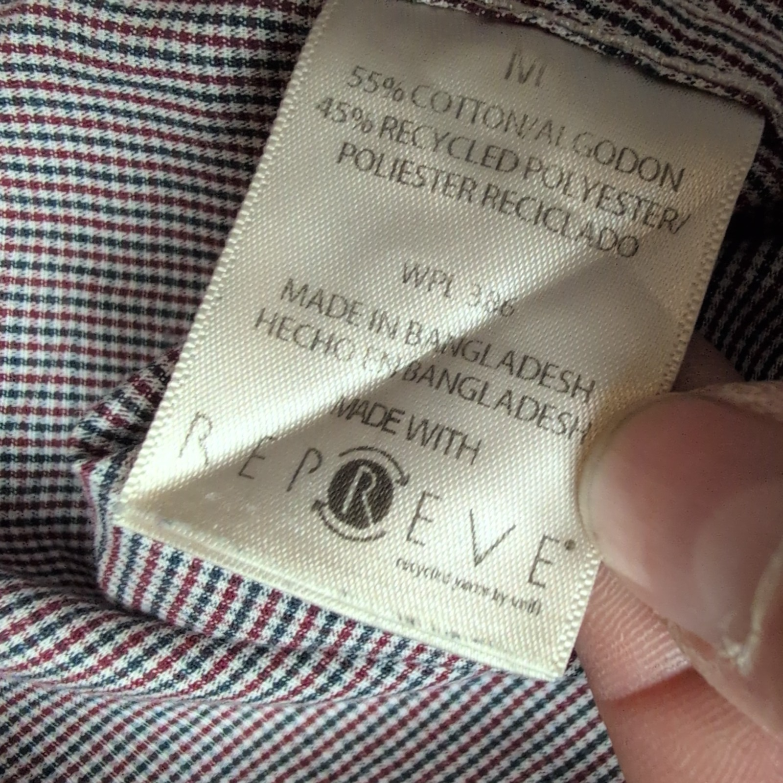 Chemise Life Khaki M Rouge Bleu Micro Carreaux Slim Fit 2 Poches longues manches