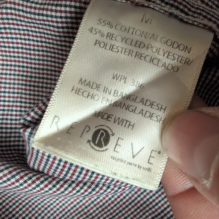 Chemise Life Khaki M Rouge Bleu Micro Carreaux Slim Fit 2 Poches longues manches
