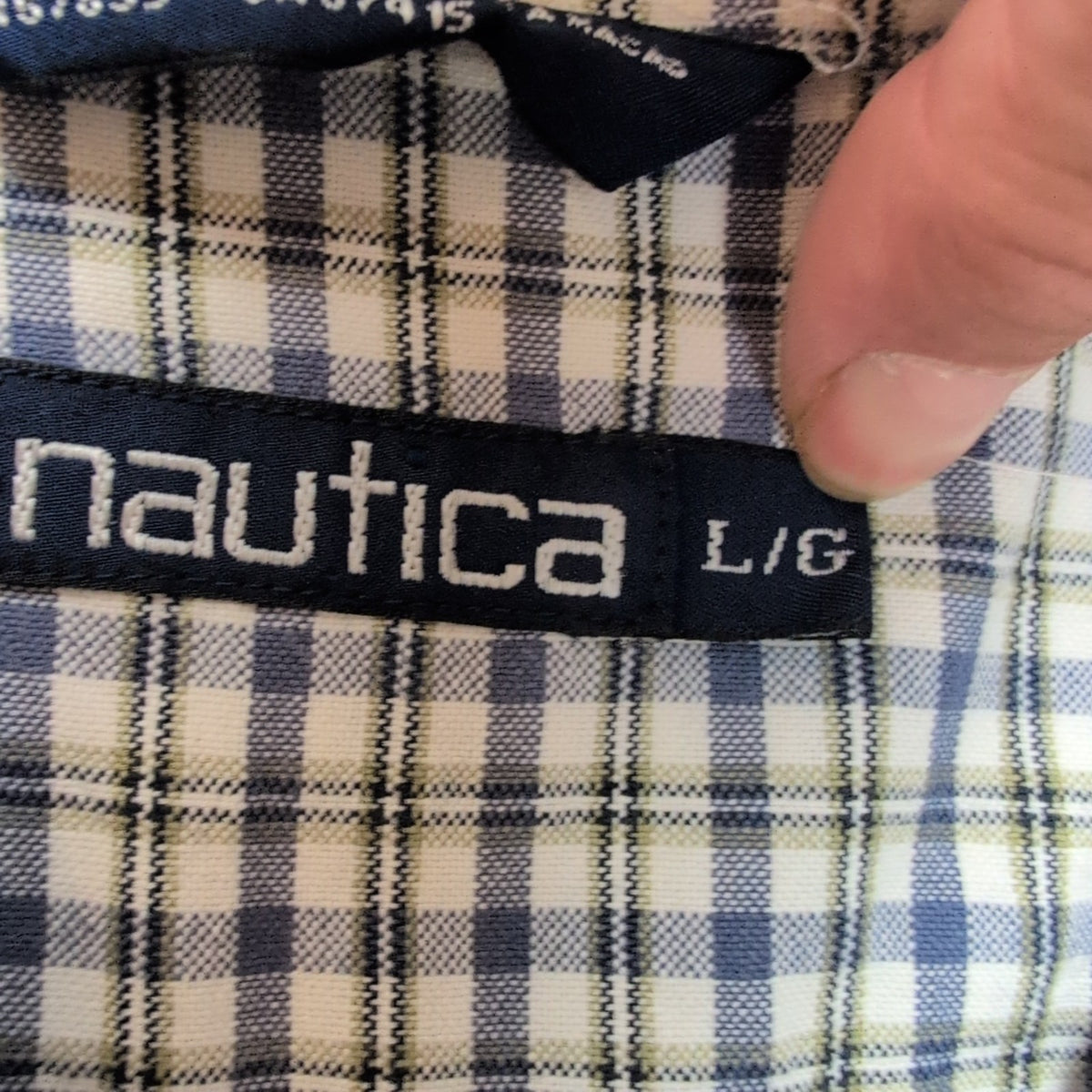 Chemise Nautica L Made in Macao Carreaux Bleu 100% Coton manches longues