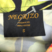 Chemise Hawaïenne Negrizo S Noire Fleurs Feuillage Viscose Neuve