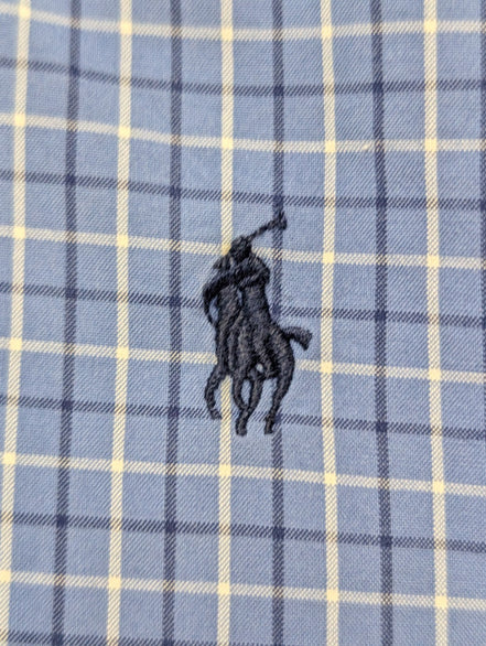 Chemise Polo Ralph Lauren Shirt Enfant XL 16 18 Ans Custom Fit Carreaux Bleu