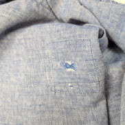 Chemise Brooks Brothers XL 100% Lin Bleu Motifs Manches courtes Poche