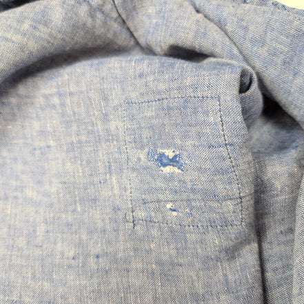 Chemise Brooks Brothers XL 100% Lin Bleu Motifs Manches courtes Poche