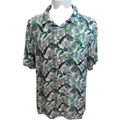 Chemise hawaïenne DJ&C XL feuillage vert 100% rayonne manches courtes