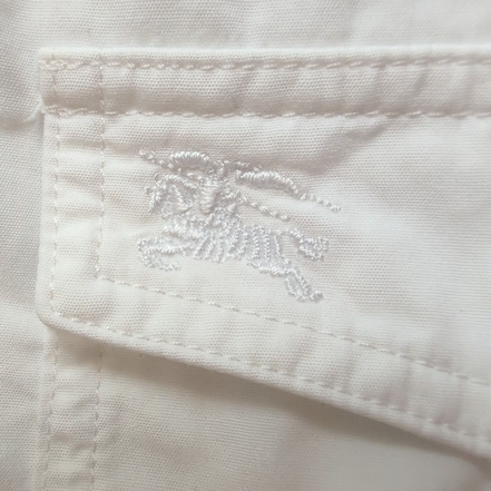 Chemise Burberry Brit M Blanche Manches Courtes Logo Brodé Vintage Coton