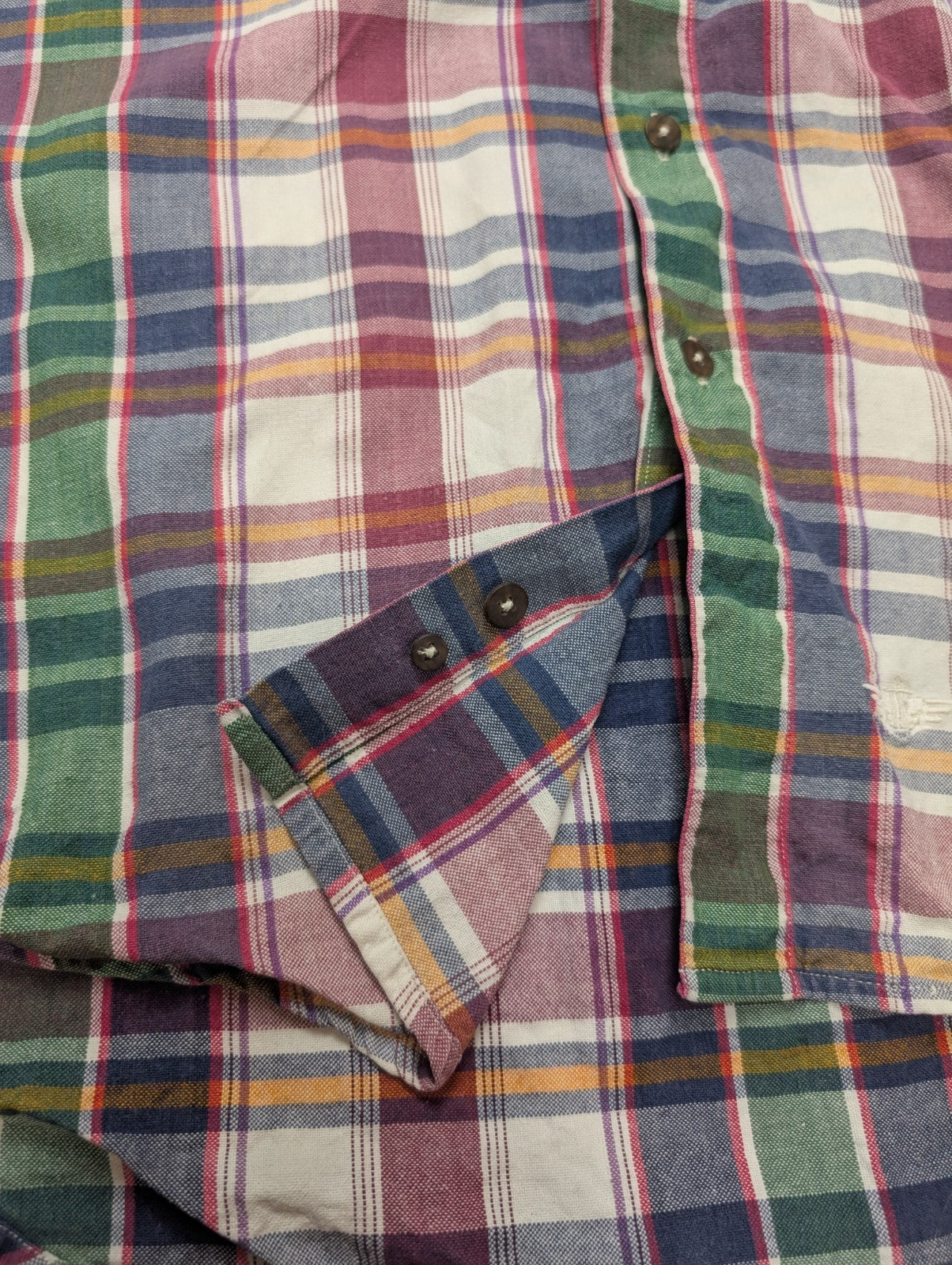 Chemise manches courtes Dockers bleu vert rouge blanc à carreaux taille M #186ms