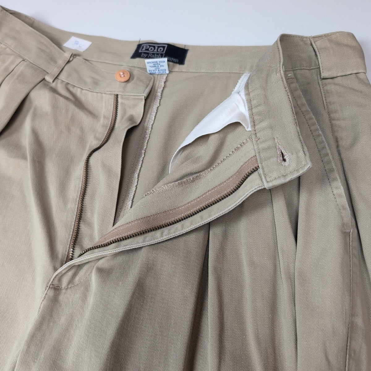 Pantalon Chino Polo Ralph Lauren W33 L34 Crème À Pinces 100% Coton