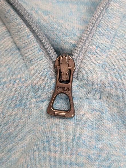 Pull Polo Ralph Lauren M turquoise coton Half Zip col zippé logo brodé