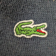 Pull Lacoste XXL Taille 7 bleu marine rayures rouge blanc col V 100% coton