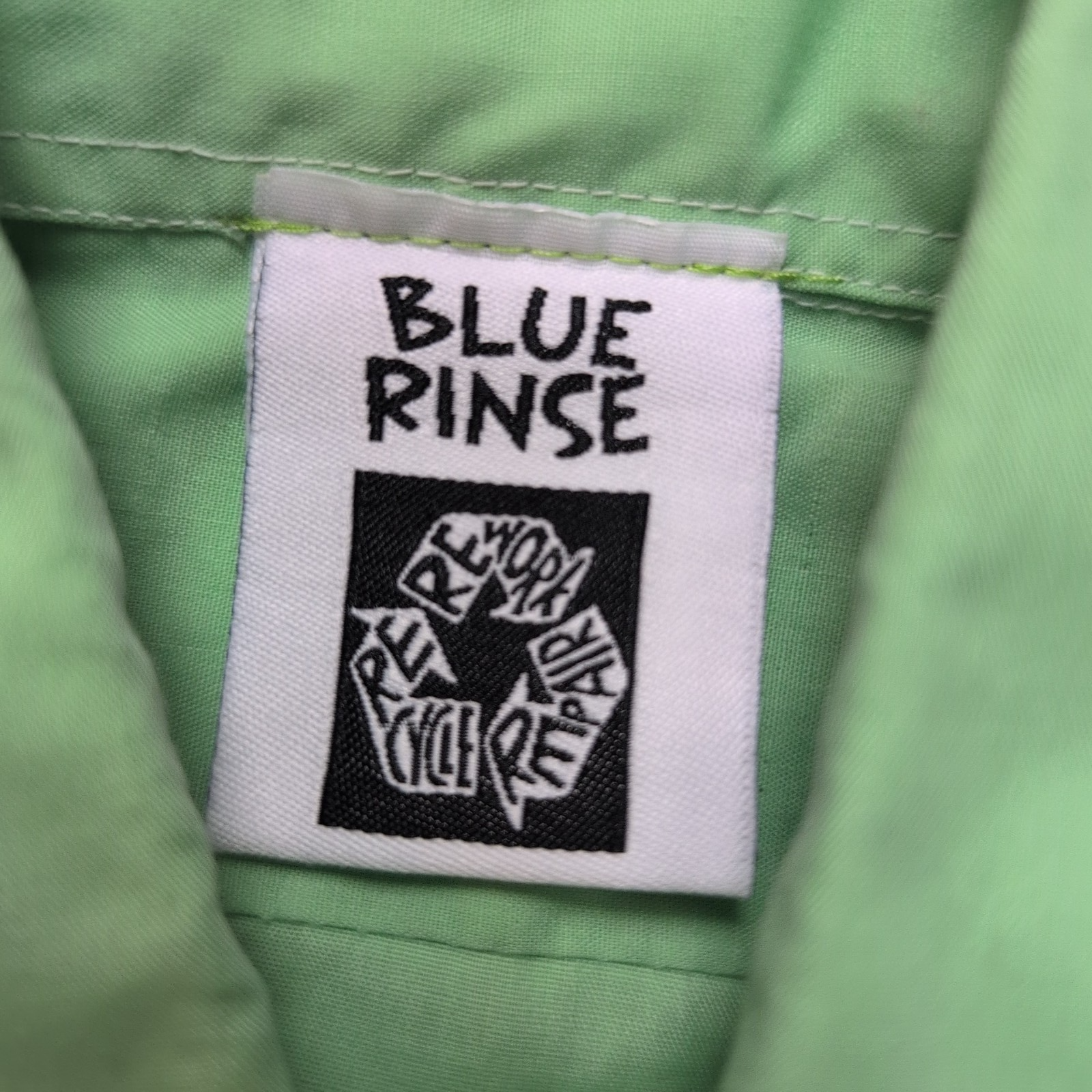 Chemise Blue Rinse Rework M Années 70 Crop Top Col Pointe Manches Courtes