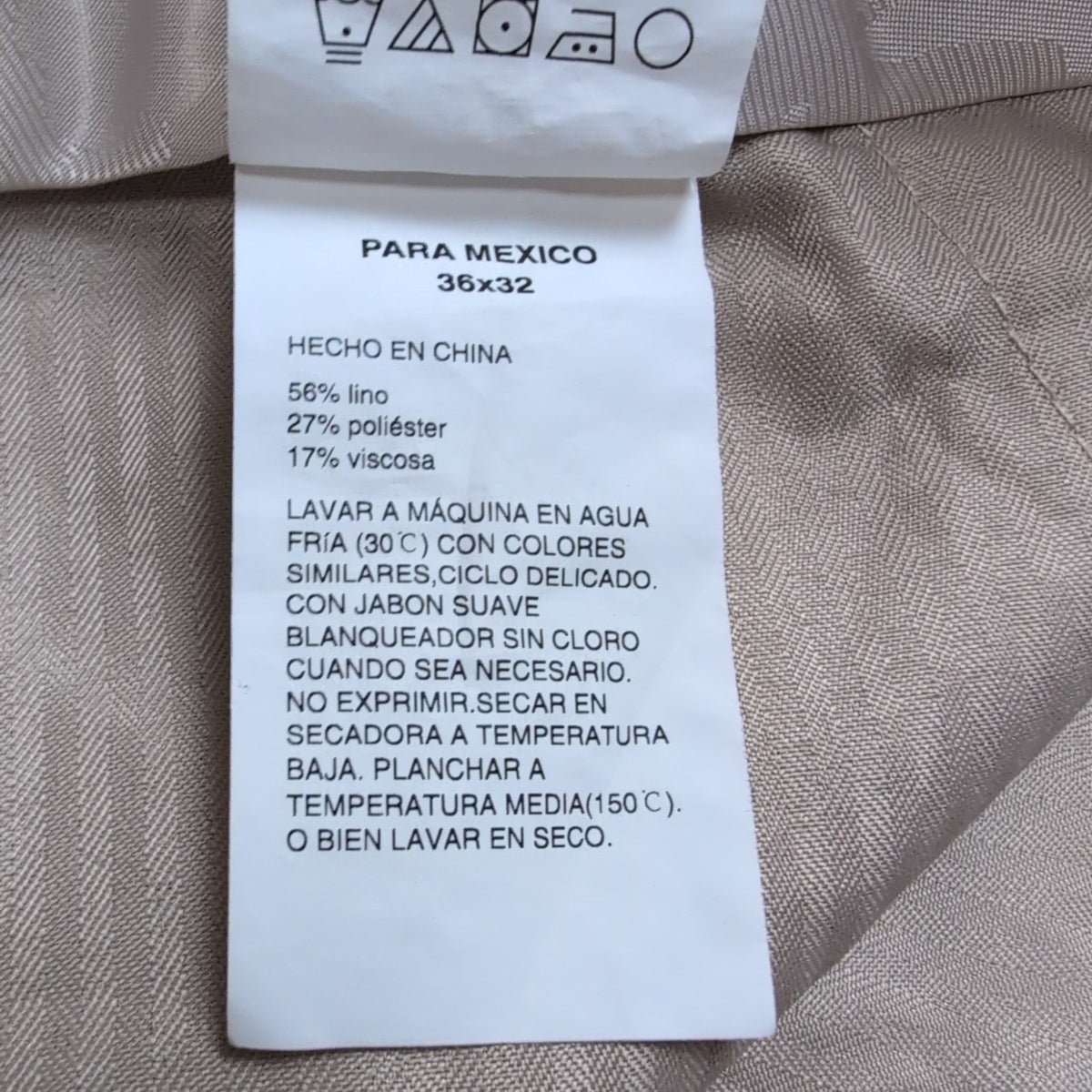 Pantalon Cuba Vera Lin Mélangé Crème Chino Taille W36 L32