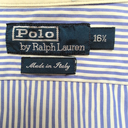 Chemise Polo Ralph Lauren Made Italy L XL Rayures Lilas Vintage manches longues