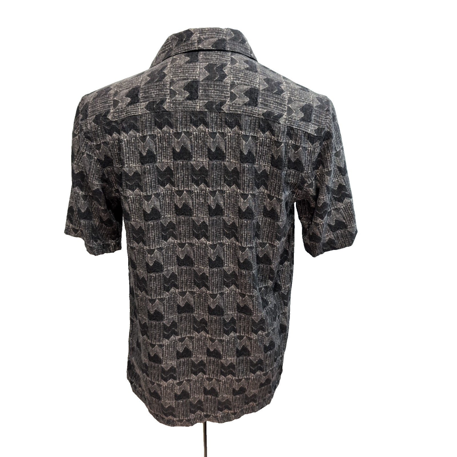 Chemise Hawaïenne Batik Bay Taille S Gris Noir Géométrique 100% Soie