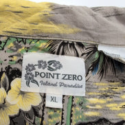 Chemise hawaïenne Point Zero taille XL jaune gris palmiers 100% rayonne