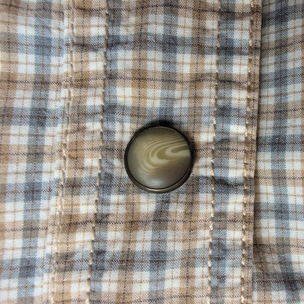 Chemise Eddie Bauer crème à carreaux 2 poches boutons à pression taille L #216e