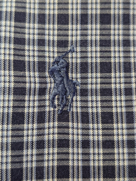 Chemise Polo Ralph Lauren Shirt L XL Carreaux Bleu Marine Button Down Logo