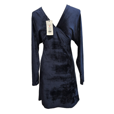Robe Naf Naf T36 Bleu Marine Velours Stretch Neuve Avec Étiquette