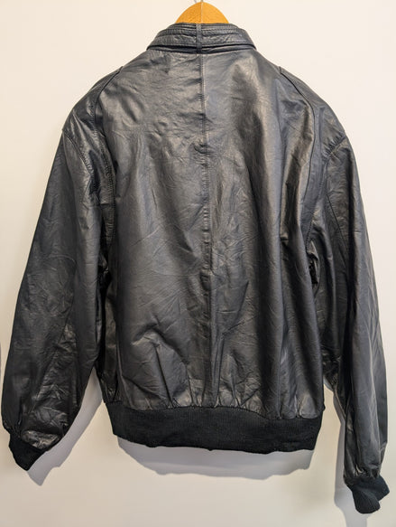 Veste Members Only café racer vintage 80's cuir noir taille S [42] #2c